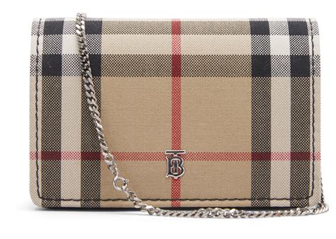 vintage check and leather wallet with chain burberry|burberry wallet sale outlet.